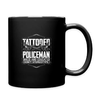 Tattooed Policeman Inked and Educated Don't - Full Color Mug - black - Right