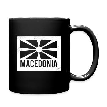 Macedonia flag sun Balkans home - Full Color Mug - black - Right