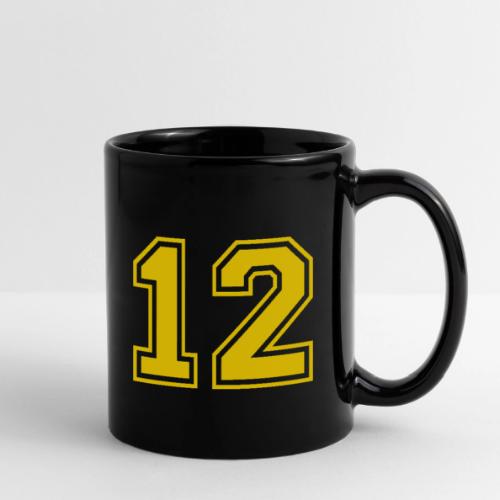 Number 12 in a classic athletic collegiate font - Full Color Mug