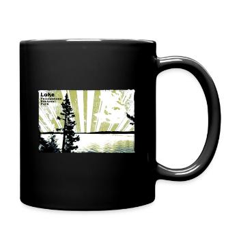 Retro vintage Lake Yellowstone in yellow green - Full Color Mug - black - Right