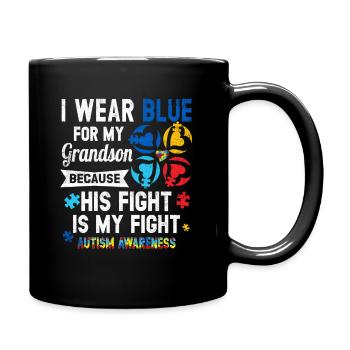 Grandma Grandpa I Wear Blue For My Grandson Autism - Full Color Mug - black - Right