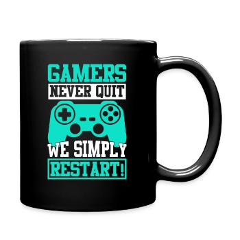 GAMERS NEVER QUIT WE SIMPLY RESTART - Full Color Mug - black - Right
