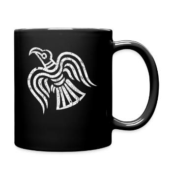 raven of odin distressed - Full Color Mug - black - Right