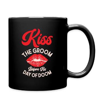 Bachelor Wedding Day Doom Kissing Groom - Full Color Mug - black - Right