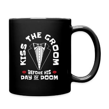 Bachelor Wedding Day Doom Kissing Groom - Full Color Mug - black - Right