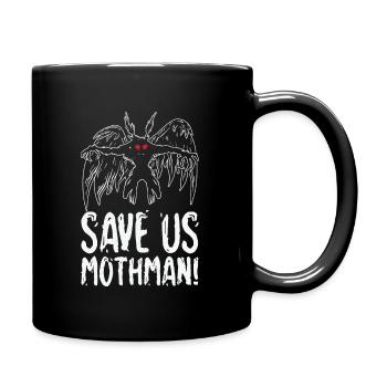 Halloween Mothman Mythical Line Art Beast Monster - Full Color Mug - black - Right