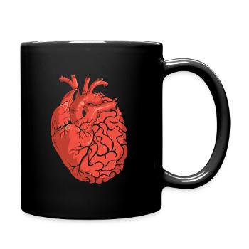 Half Brain Half Heart Organ Anatomy Science - Full Color Mug - black - Right