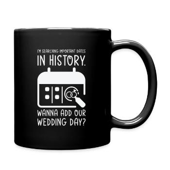 Wedding Day Pick Up Lines Couple Romantic Heart - Full Color Mug - black - Right