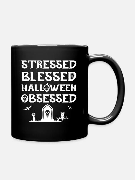 Stressed, Blessed, Halloween obsessed. - Full Color Mug - black