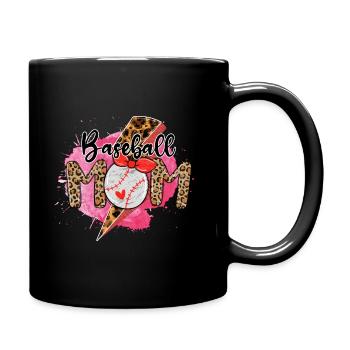 Baseball Mom, Mama, Thunderbolt, - Full Color Mug - black - Right