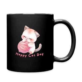 Happy Cat Day, Playtime Bliss - Full Color Mug - black - Right