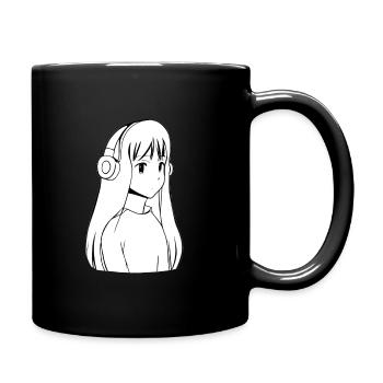 Manga girl headphones - Full Color Mug - black - Right
