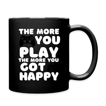 Plus vous jouez, plus vous êtes heureux - Tasse colorée - noir - Droite