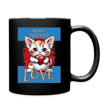 Whisker-Twitching Love Cat With Heart - Full Color Mug - black - Right