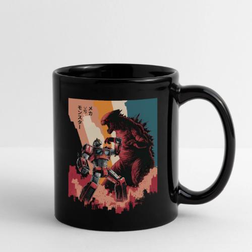 Steel vs Scales: Mecha vs Monster Battle Design - Full Color Mug