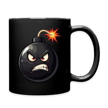 Angry face Bomb, Pop Art, Retro Bomb - Full Color Mug - black - Right