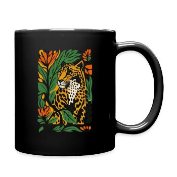 Bold Leopard Jungle Art – Retro Safari - Full Color Mug - black - Right