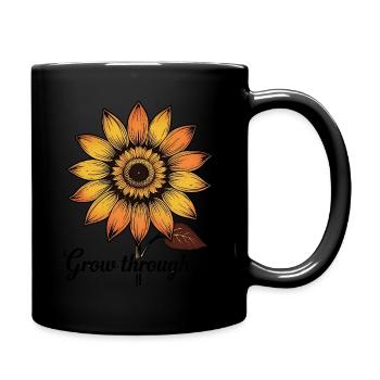 Grow Through It Flower Spine - Full Color Mug - black - Right