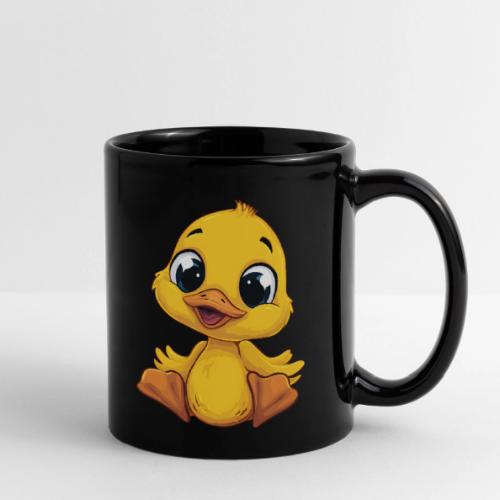 Sweet Yellow Cartoon Duck Sitting Happily - Full Color Mug