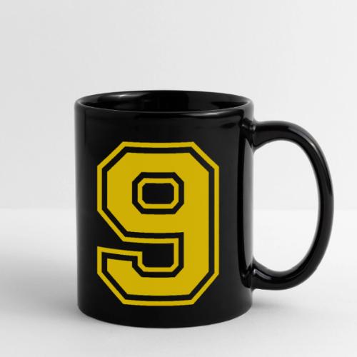 Number 9 in a classic athletic collegiate font - Full Color Mug