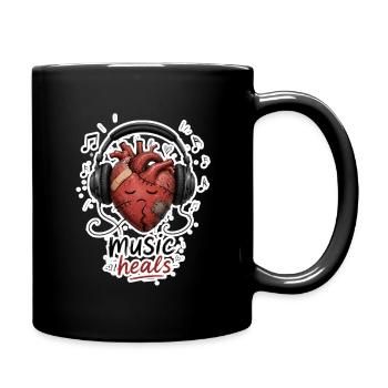 Music Heals Broken Heart Headphones Design - Full Color Mug - black - Right
