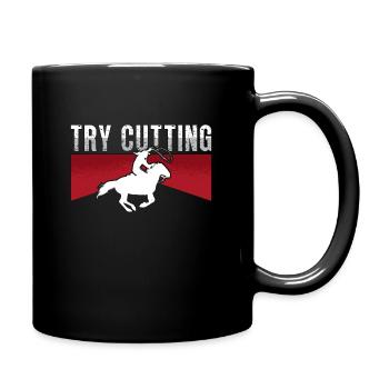 Cutting Horse Try Cutting Western Riding Horseman - Full Color Mug - black - Right