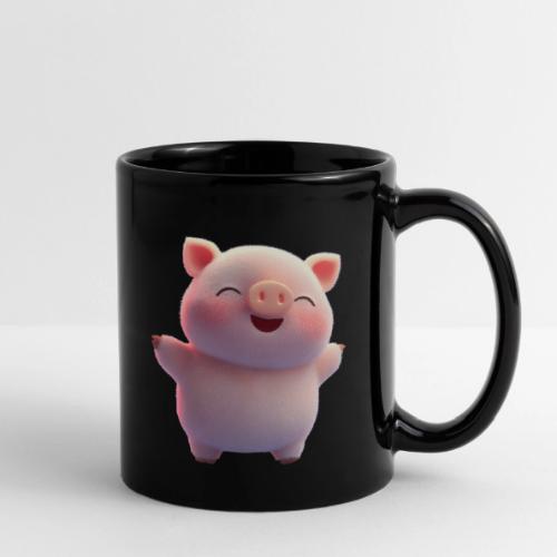 Cute Cartoon Baby Pig Standing Arms Up - Full Color Mug