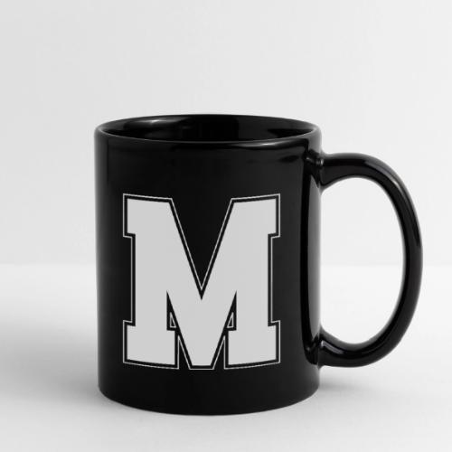 White Letter M – Varsity Alphabet Monogram - Full Color Mug