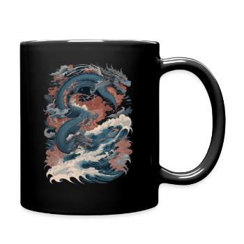 art japanese dragon JAPANESE OCEAN - Full Color Mug - black - Right