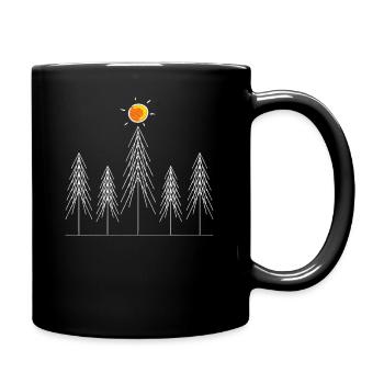 Minimalist Pine Tree Design Sun Graphic - Full Color Mug - black - Right
