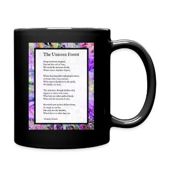 Le poème de la forêt de licornes - Tasse colorée - noir - Droite
