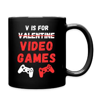 v is for video games - Full Color Mug - black - Right
