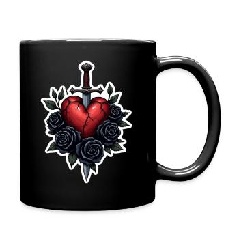 Heart Dagger & Roses – Gothic Heart - Full Color Mug - black - Right