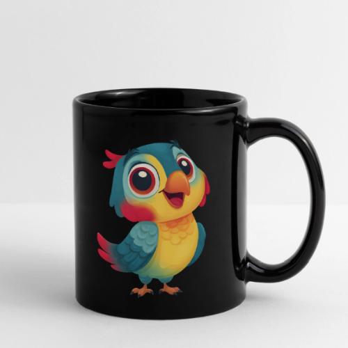 Bright Cartoon Parrot with Joyful Expression - Full Color Mug