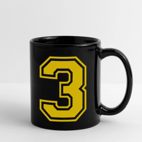 Number 3 in a classic athletic collegiate font - Full Color Mug