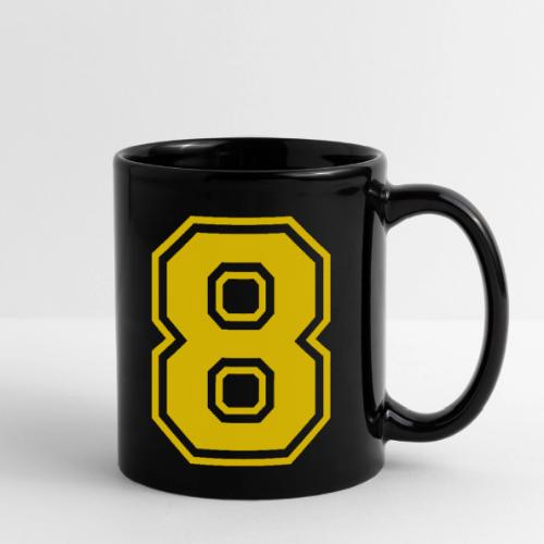 Number 8 in a classic athletic collegiate font - Full Color Mug