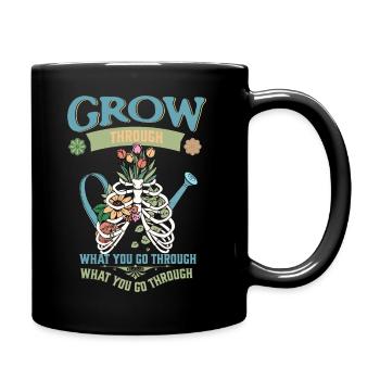 Grow Through What You Go Through Motivation Plant - Full Color Mug - black - Right