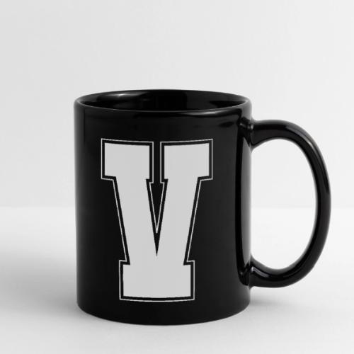 White Letter V – Varsity Alphabet Monogram - Full Color Mug