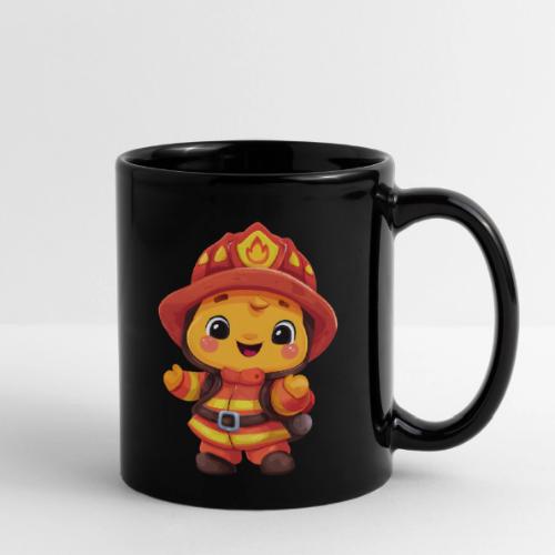 Cute Cartoon Firefighter in Red and Yellow Suit - Full Color Mug