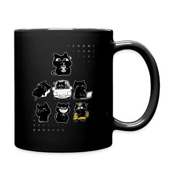 Cute Black Cat Character - Full Color Mug - black - Right