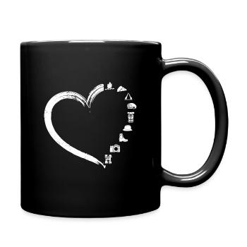 Camping Heart Outdoor Travel Nature Lover Camper - Full Color Mug - black - Right