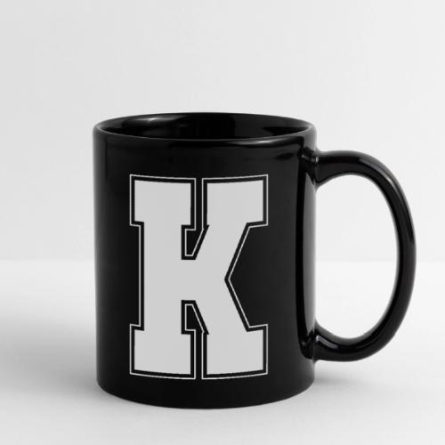 White Letter K – Varsity Alphabet Monogram - Full Color Mug