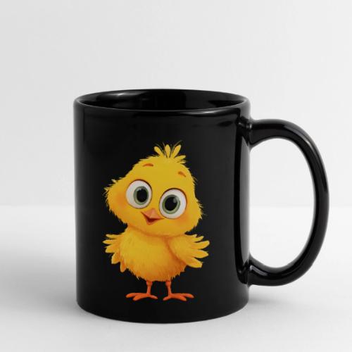 Sweet Yellow Cartoon Chick with Joyful Smile - Full Color Mug