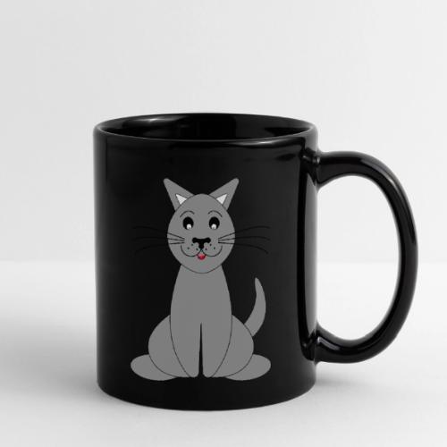 Cute Grey Cat Mug - Whimsical Kitty Coffee Cup - Full Color Mug
