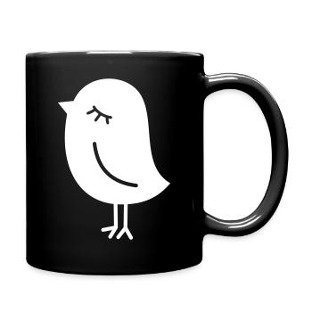 Cute Sparrow Chick – Tweeting Birdie - Full Color Mug - black - Right