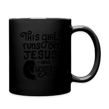 This Girl Runs on Jesus And Horses for Horse - Full Color Mug - black - Right
