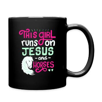 This Girl Runs on Jesus And Horses for Horse - Full Color Mug - black - Right