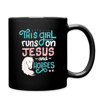 This Girl Runs on Jesus And Horses for Horse - Full Color Mug - black - Right