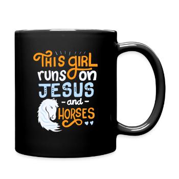 This Girl Runs on Jesus And Horses for Horse - Full Color Mug - black - Right