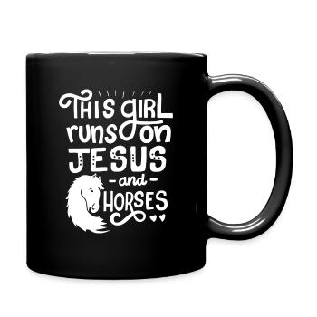 This Girl Runs on Jesus And Horses for Horse - Full Color Mug - black - Right